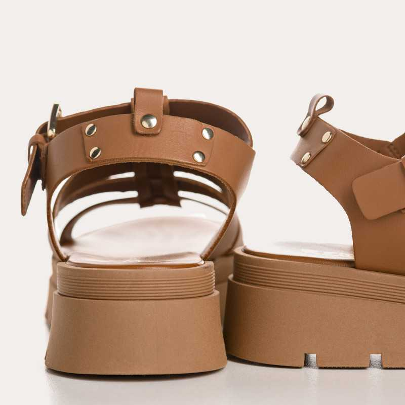 SANDALES REQINS LOUXOR CUIR COGNAC